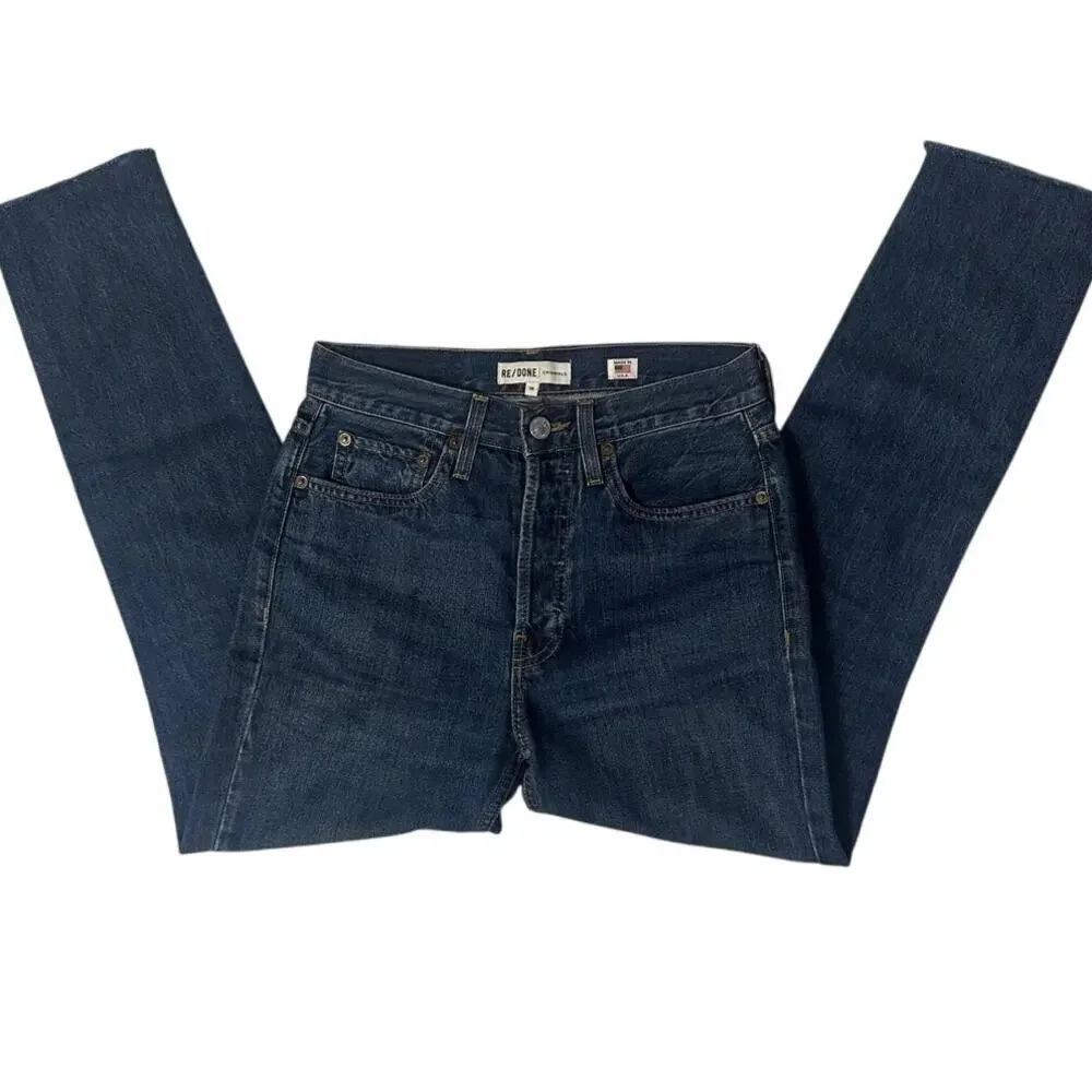 Re/Done High Waist Button Fly Straight Leg Jean